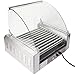 S AFSTAR Commercial 30 Hot Dog 11 Non-Stick Roller Machine, Electric Hot Dog Sausage Grill Cooker Machine with Removable Stainless Steel Drip Tray & Glass Hood Cover, Countertop Hot Dog Roller Warmer