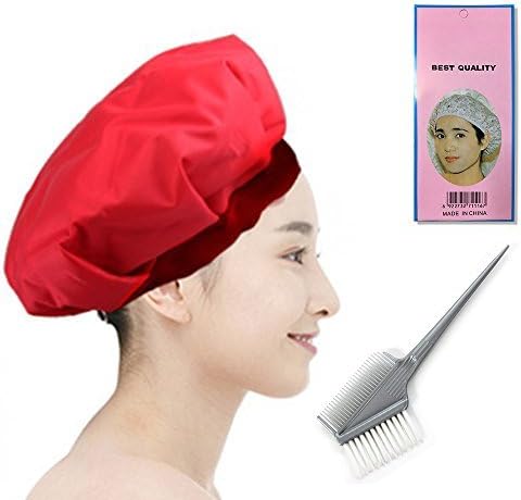 Cordless hot oil treatments Cap,Betterhill Safe Hair Dryer Heating Cap By Microwave Heating for Deep Penetrating Hair and Scalp Treatments(Red)+ Free Shower Cap and Coloring Brush by Betterhill