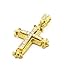 Mens Gold Tone Cz Sharp Sides Cross Pendant Hip-hop w/ 5mm 24