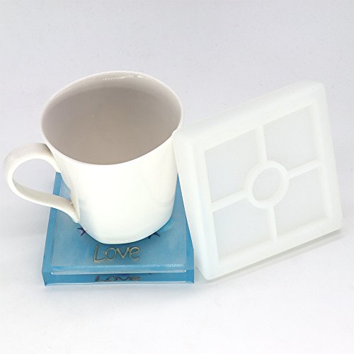 image for VTurboWay 8 Pcs DIY Coaster Silicone Mold, Include 4 Pcs Square, 4 Pcs