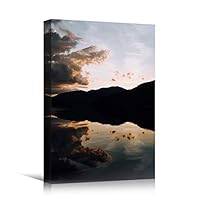 Canvas Wall Art Mountain Sunset VII Coastal Orange Photography Relax/Calm Romantics Sunset Warm - 12x18 inches