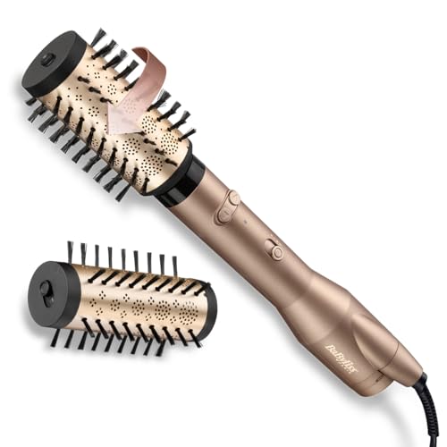 BaByliss Big Hair Dual Rotierende Warmluftbürste – Ionen-Technologie mit Anti-Frizz, 50mm & 40mm Aufsätze, 2 Rotationsrichtungen, 2 Temperatureinstell