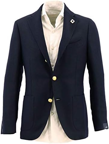 Lardini ラルディーニ メンズ ウールリネン ホップサック 段返り3b シングルジャケット Jr0526aqr Eirp 5 ダークネイビー