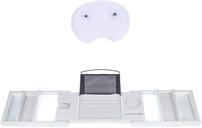 Pont De Baignoire Extensible Plateau De Baignoire Blanc Support De Telephone Portable Escamotable Pour Tablette De Salle De Bain En Bambou Avec Coussin De Salle De Bain Ponts De Baignoire Amazon Fr