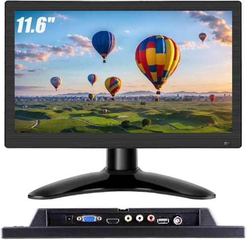 Portatile 11.6’ Monitor IPS HD 1920 * 1080P Plug and Play LED Monitor con VGA/BNC/HDMI/AV/USB/DC Ingresso per PC, Raspberry Pi, Security Camera