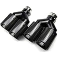 Y Style Dual Carbon Fiber Black Stainless Steel Universal Exhaust Pipe End Pipes Muffler Tips for BMW Series