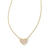 Kendra Scott Ari 14k Gold-Plated Brass Pave Crystal Heart Necklace in White Crystal, Fashion Jewelry For Women