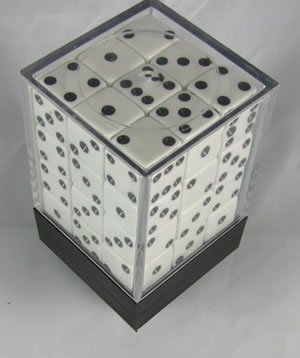 Opaque White 6 Sided 12mm Dice 36 each in Box