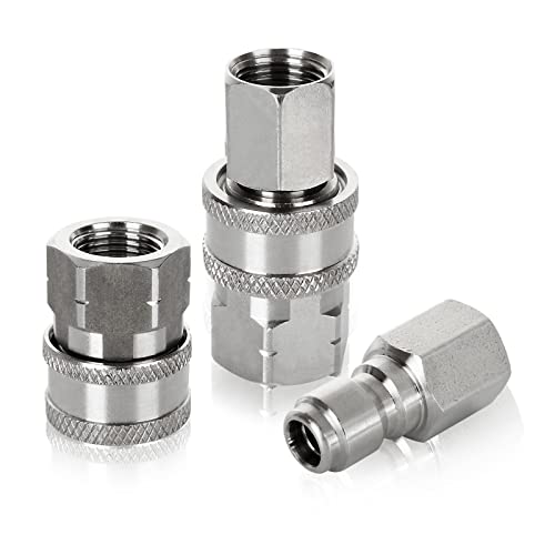 LIVTE 2 Set NPT 3/8 Inch Stainless Steel Pressure Washer Adapter, Male
