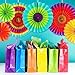 OVEE LANDO 2 Set of 6 Vibrant Bright Colors Hanging Paper Fans Rosettes Party Decoration 8