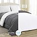 Equinox International, Two Way Plush Microfiber Fill All-Season Charcoal Gray/White Quilted Comforter, Goose Down Alternative - Reversible Duvet Insert Set - (350 GSM) (Queen 88 x 88 Inches)