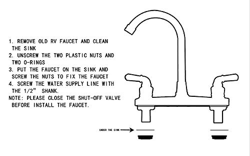 RV Non-metallic Kitchen Faucet Two Handle-High Arch-8"-360 Swivel Replace For Motorhomes, Travel Trailers,Campers (8"HIGH ARCH) - Thumbnail 3