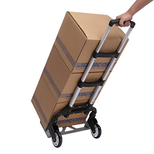 Voluker Portable Heavy Duty Aluminum Folding Hand Truck and Dolly Two-Wheel Luggage Cart (150 LB)