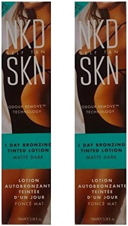 NKD SKN Self Tan 1 Day Bronzing Tinted Lotion, Matte Dark, 3.38 Oz (Pack of 2) + FREE Schick Slim Twin ST for Sensitive Skin