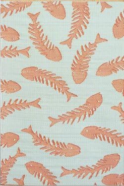 Mad Mats Fishbone Indoor/Outdoor 5 x 8 Aqua / Salmon