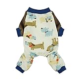 Fitwarm Adorable Puppies Soft Cotton Pet Clothes Dog Pajamas Shirts, Blue, XS