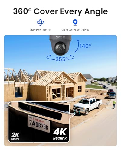 REOLINK 4K 4G LTE Cellular Security Camera, 360° Auto Tracking with Smart AI Detection, 8MP Solar/Battery Powered, Color Night Vision, Local Storage, SIM Card Included, Go PT Ultra-Grey Updated Ver.