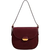 JOLILUNA Burgundy Suede Shoulder Bags For Women Brown Suede Small Trendy Wine Crossbody Bag Saddle Suede Satchel Bag