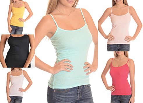 6-pack: Camisoles with Adjustable Straps Premium 100% Cotton (Medium)