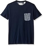 Original Penguin Men's Short Sleeve Linen Printed Pocket Tee, Dark Sapphire, Medium