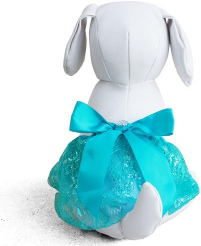 Tail Trends Turquoise Lace Dog Tutu, Dog Dress (Medium)