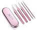 ELFINA Blackhead Tweezers Extractor Extraction Tool, Pimple Popper Tool, Acne Comedone Pimple Extractor, Blackhead Remover Kit, Pink