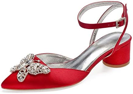 red satin block heels