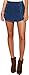 Trend Director Women's Boho Blue Denim Side Buttons Closure High Waisted Mini Denim Skorts/Wrap Skirt Shorts (Large)