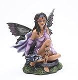 6 Inch Purple Fairy with Black Dragon Mythological Statue Figurine