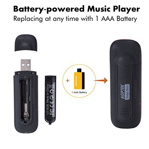 AGPTEK U3 USB Stick Mp3 Player, 8GB Music Player Supports Replaceable