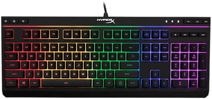 HyperX Alloy Core RGB – Membrane Gaming Keyboard, Comfortable Quiet Silent Keys with RGB LED Lighting Effects, Spill Resistant, Dedicated Media Keys, Compatible with Windows 10/8.1/8/7 – Black