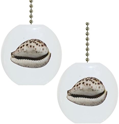 Set of 2 Cowrie Seashell Solid CERAMIC Fan Pulls