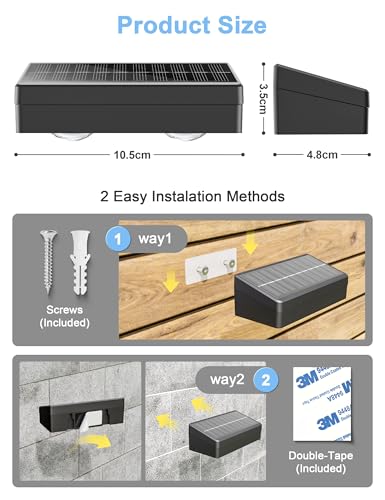 JOFIOS Fence Lights Solar Powered with Remote, 9 Fixed Colors 12 Modes, Solar Fence Lights Outdoor Waterproof, Warm/Cool White, RGB LED Deck Lights for Step/Yard/Railing/Balcony/Patio/Outside, 8 Pack