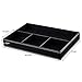 KINGFOM Pu Leather Desk Organizer Tray, 4 Compartment Office Storage Supplies Stationery Drawer Tray, Nightstand Bedside Tray for Key, Wallet, Sunglass, Watch, Coin, Phone Valet Tray Stackable Black