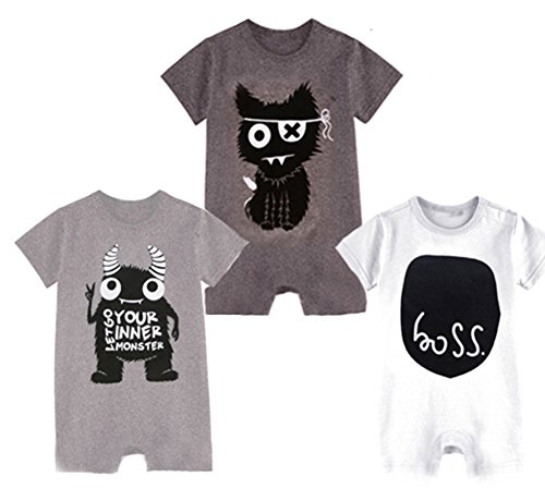 StylesILove Cute Graphic Soft Cotton Baby Romper (80/6-12 Months, White)