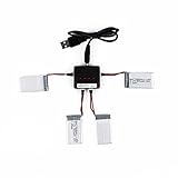 YKS Upgraded 3.7V 500mAh 25C Lipo Battery (4 PCS) with 4 in 1 Li-PO Battery Charger for Syma X5C X5C-1 X5SW Parts