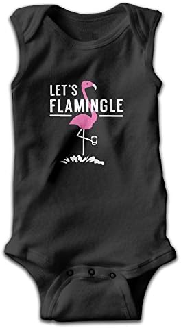 Newborn Let's Flamingle Sleeveless Onesies Bodysuits Black