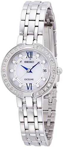 SEIKO EXCELINE Diamond Dial Watch Solar Curve Sapphire Glass SWCW083 Womens