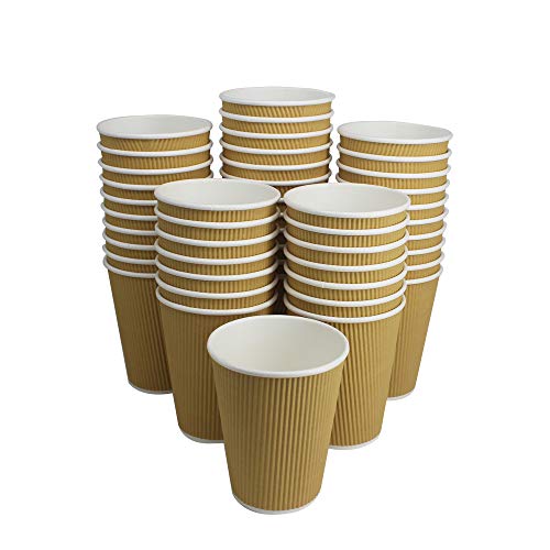 100 Pack 12 OZ Hot Paper Coffee Cups/Insulated Corrugated Ripple Paper Coffee Cups For Coffee, Tea, Hot or Cold Beverage by ZMYBCPACK