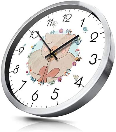 Amazon 壁掛け時計 漫画の動物壁時計パーソナリティかわいい時計子供部屋ミュートクリエイティブ時計クォーツ時計 掛け時計 S Color Bear Silver Size 14inches 置き時計 掛け時計 オンライン通販