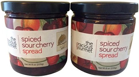 Spiced Sour Cherry Spread Gourmet Jam by The Gracious Gourmet (2 pack), 16 ounce