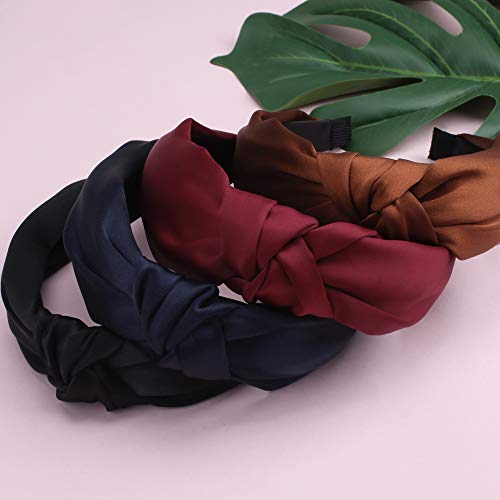 Didder 4 Pack Knotted Headbands for Women,Wide Headbands for Women Twist Knot Headband Elastic Head Band - Thumbnail 6