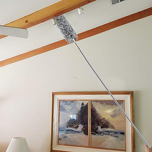 Microfiber Duster with Extendable Long 100" Lightweight Metal Rod for
