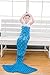 BG All Seasons Soft Crochet Mermaid Tail Blanket with Scales Pattern for Kids 55.12in x27.60in (140cm x 70cm Sky Blue)