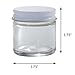 JUVITUS 1 oz / 30 ml Clear Thick Glass Straight Sided Jar with White Metal Airtight Lid (12 Pack)
