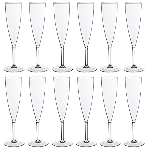 US Acrylic Plastic 5 ounce One Piece Champagne Flute in Clear Set of
