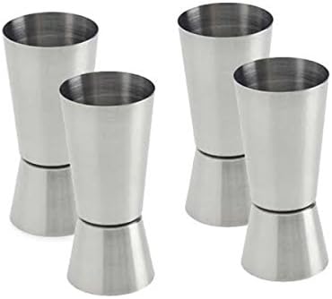AsiaCraft Stainless Steel Jigger Shots Peg Measurer Set Of 4 - 30ml(1 Oz) & 60ml(2 Oz)