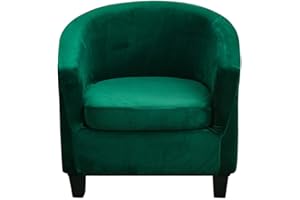 CRFATOP 2 Piece Velvet Club Chair Slipcover Stretch Barrel Chair Covers Thick Tub Chair Slipcovers Soft Armchair Sofa Cover Removable Furniture Protector Arm Chair Cover for Living Room,B20