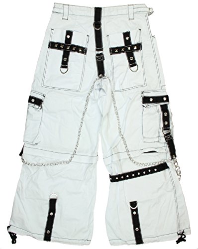 Tripp Nyc Mens White Black Pyramid Stud Strap Pants