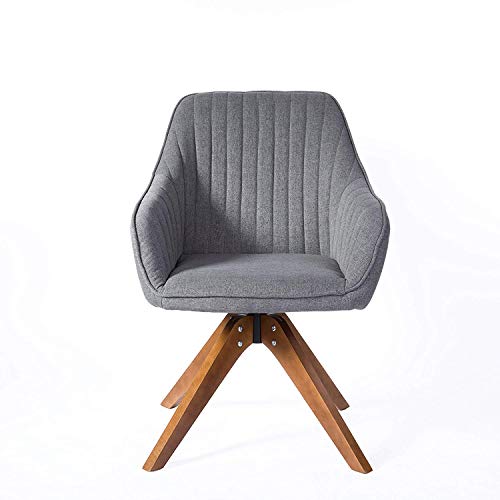Art Leon Mid-Century Modern Swivel Accent Chair Elegant Grey with Wood